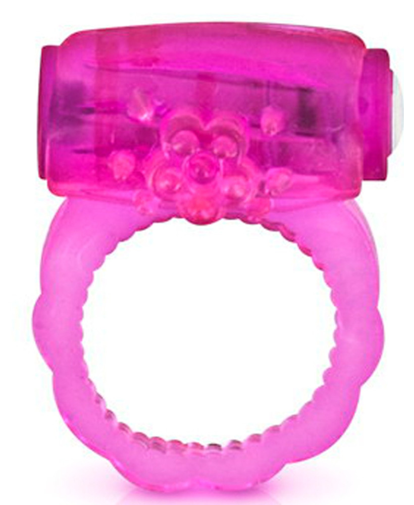 Cockring rose vibrant avec stimulation du clitoris 